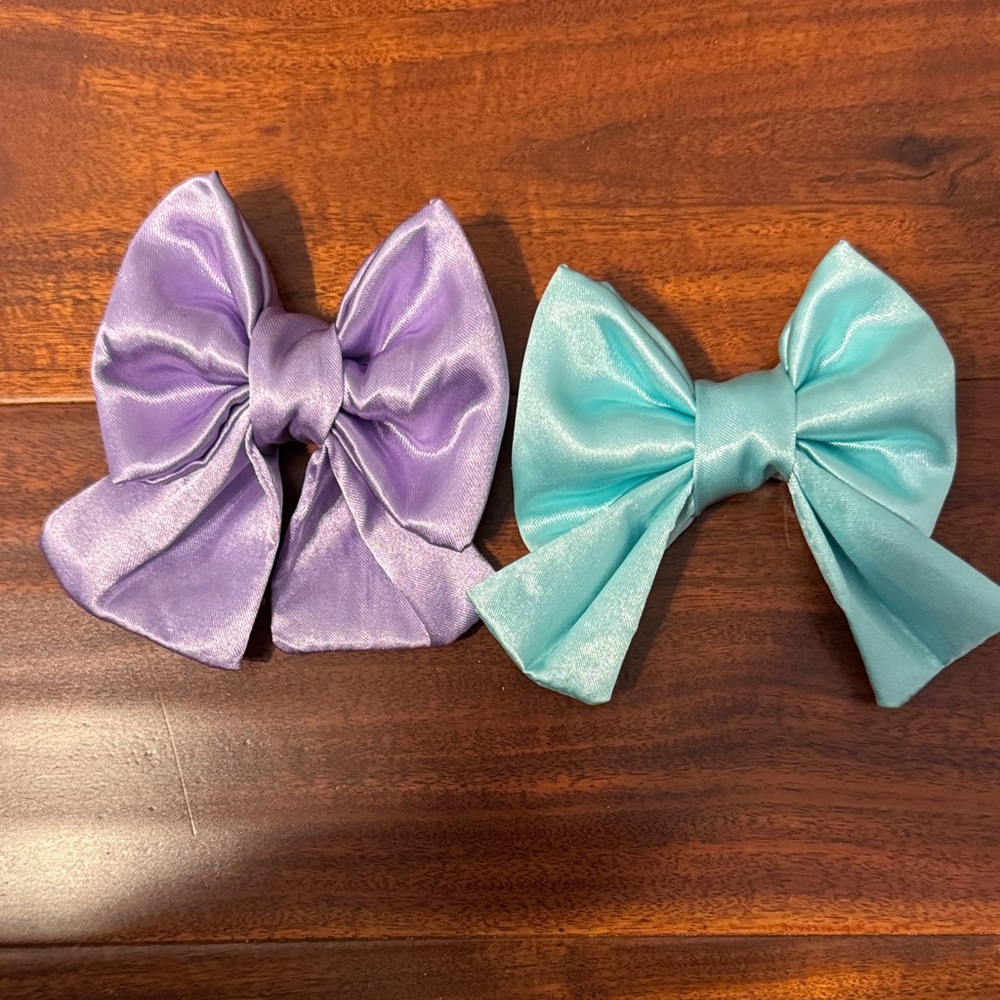Purple and Blue Bow Set to add to a dog collar